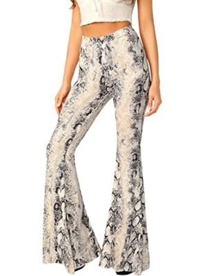 Fashion High Waist Snake Print Full Length Flare Leggings - Image 1