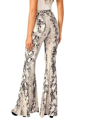 Fashion High Waist Snake Print Full Length Flare Leggings - Image 3