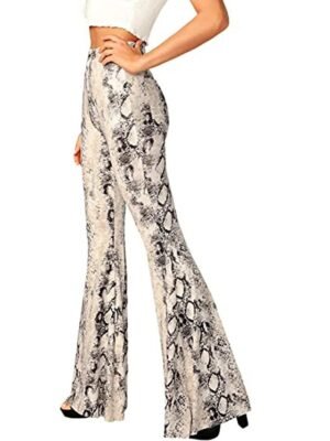 Fashion High Waist Snake Print Full Length Flare Leggings - Image 4