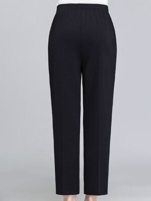 Fashion High Waist Solid Colour Button Ankle-Length Comfort Trousers - Image 3