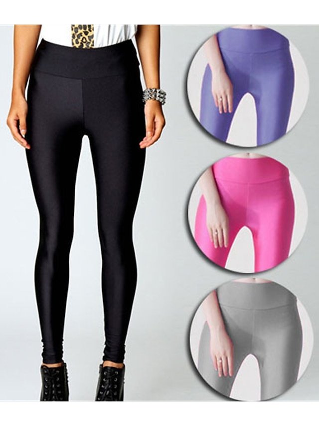 Fashion High Waist Solid Colour Full Length Leggings - Image 1