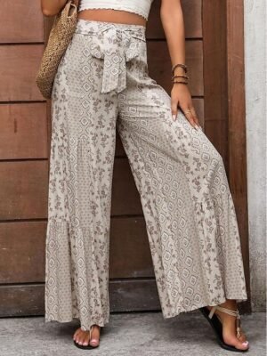 Fashion High Waist Solid Colour Full Length Trousers - Image 3