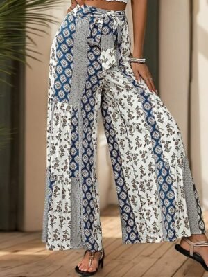 Fashion High Waist Solid Colour Full Length Trousers - Image 5