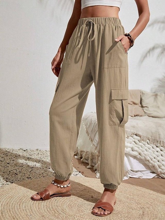 Fashion High Waist Solid Full Length Harem Trousers - Image 1