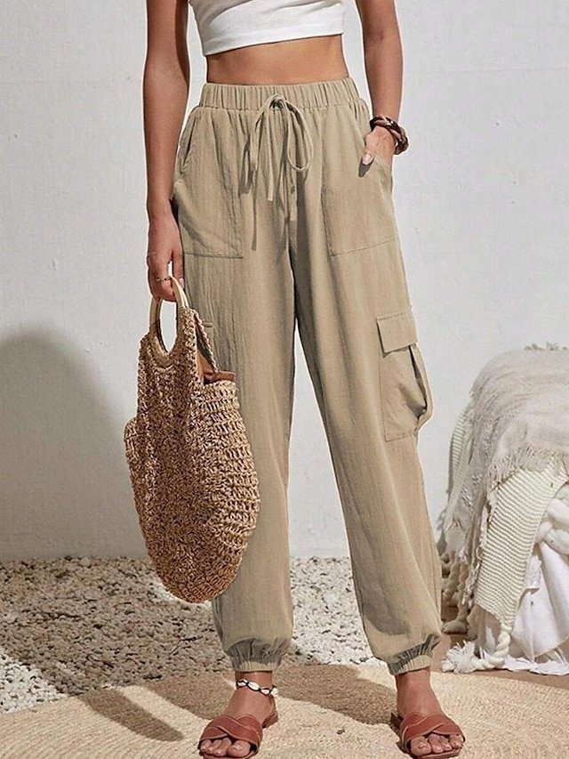 Fashion High Waist Solid Full Length Harem Trousers - Image 2