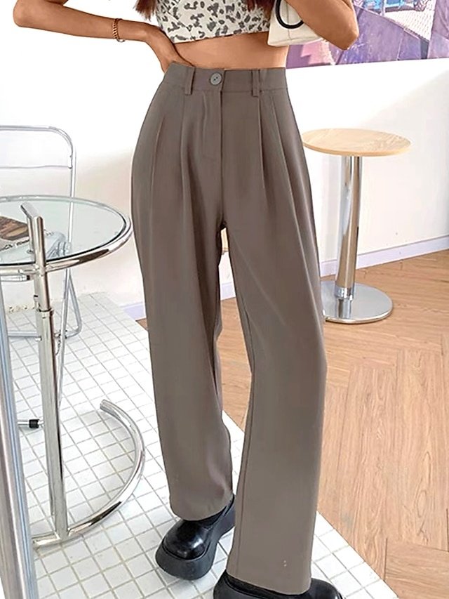 Fashion High Waist Wide Leg Pocket Full Length Trousers - Image 2