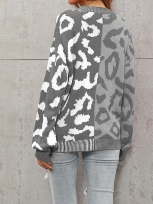 Fashion Leopard Print Open Front Long Sleeve Cardigan - Image 6