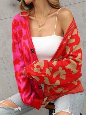 Fashion Leopard Print Open Front Long Sleeve Cardigan - Image 7