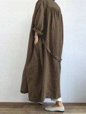 Fashion Long Open Front Trench Coat with Belt - Image 1