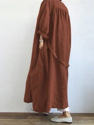 Fashion Long Open Front Trench Coat with Belt - Image 5