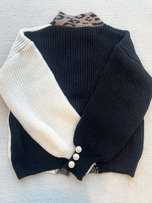 Fashion Loose Animal Turtleneck Lantern Sleeve Long Sweater - Image 2