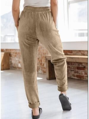 Fashion Loose Fit Plain Medium Waist Full Length Sweatpants - Image 4