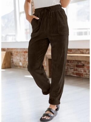 Fashion Loose Fit Plain Medium Waist Full Length Sweatpants - Image 5