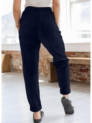 Fashion Loose Fit Plain Medium Waist Full Length Sweatpants - Image 8
