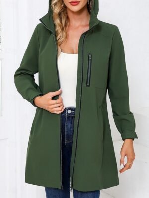 Fashion Loose Fit Solid Colour Long Sleeve Windproof Jacket - Image 2