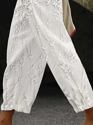 Fashion Loose Floral High Waist Full Length Pants - Image 10