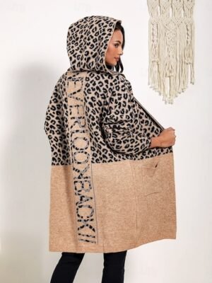Fashion Loose Leopard Print Open Front Long Sleeve Cardigan - Image 1