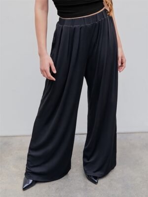 Fashion Loose Micro-elastic High Waist Full Length Wide Leg Trousers - Image 1
