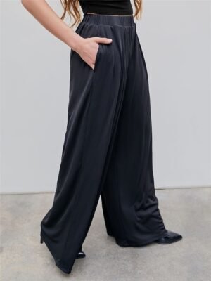Fashion Loose Micro-elastic High Waist Full Length Wide Leg Trousers - Image 2