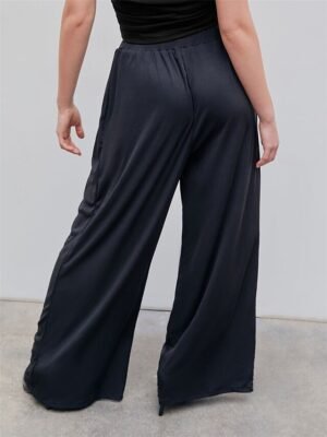 Fashion Loose Micro-elastic High Waist Full Length Wide Leg Trousers - Image 3