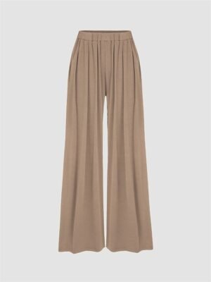 Fashion Loose Micro-elastic High Waist Full Length Wide Leg Trousers - Image 5