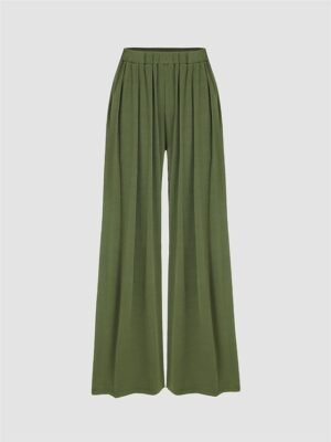 Fashion Loose Micro-elastic High Waist Full Length Wide Leg Trousers - Image 6