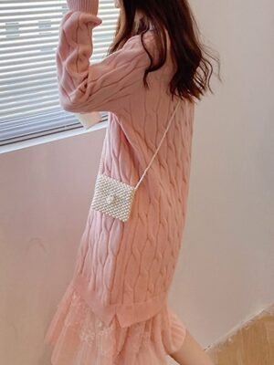 Fashion Loose Plain Crew Neck Long Sleeve Maxi Jumper Dress - Image 3