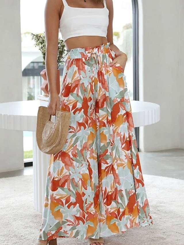 Fashion Loose Plain High Waist Full Length Chinos - Image 2