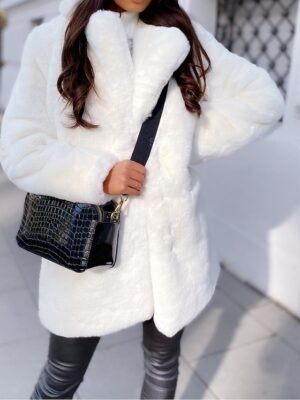 Fashion Loose Solid Lapel Long Sleeve Winter Coat - Image 2