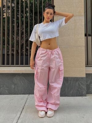 Fashion Loose Solid Low Waist Baggy Trousers - Image 12