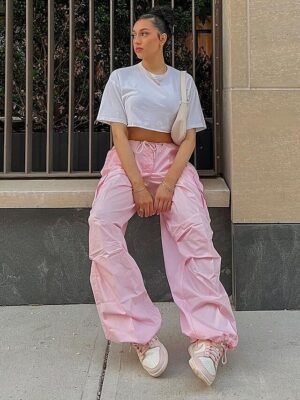 Fashion Loose Solid Low Waist Baggy Trousers - Image 13