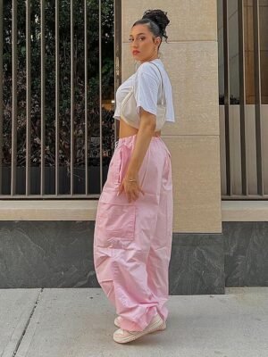 Fashion Loose Solid Low Waist Baggy Trousers - Image 15