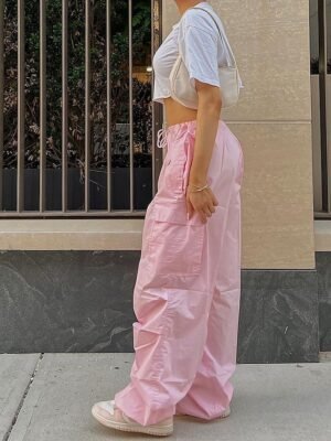 Fashion Loose Solid Low Waist Baggy Trousers - Image 16