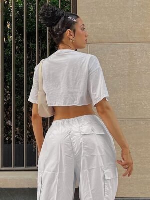 Fashion Loose Solid Low Waist Baggy Trousers - Image 17