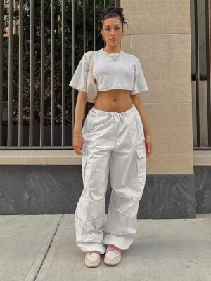 Fashion Loose Solid Low Waist Baggy Trousers - Image 20