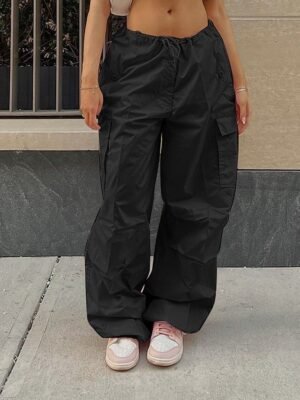 Fashion Loose Solid Low Waist Baggy Trousers - Image 22
