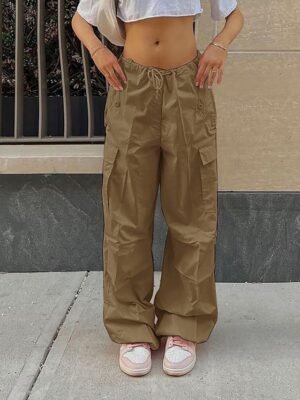 Fashion Loose Solid Low Waist Baggy Trousers - Image 27