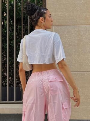 Fashion Loose Solid Low Waist Baggy Trousers - Image 8