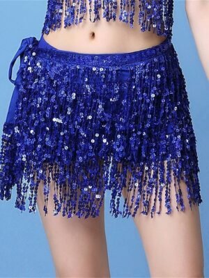 Fashion Low Rise Sequin Print Tassel Mini Skirt - Image 7