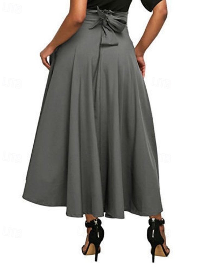 Fashion Maxi Plain Mid Rise Ruched Pocket Skirt - Image 2