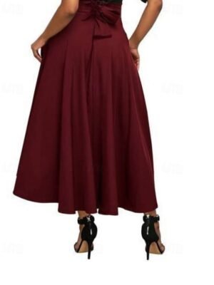 Fashion Maxi Plain Mid Rise Ruched Pocket Skirt - Image 5