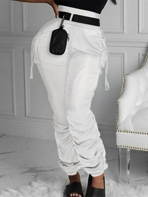 Fashion Micro-elastic High Waist Full Length Cargo Pants - Image 3