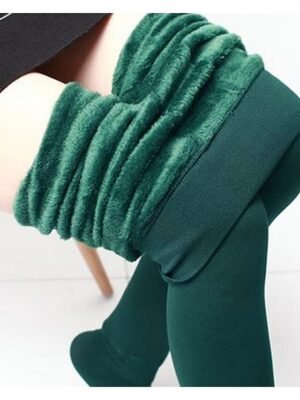 Fashion Mid Waist Plain Full Length Fleece Pants - Image 6