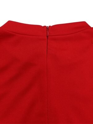 Fashion Midi Zipper Stand Collar 3/4 Sleeve Colourblock Dress - Image 18
