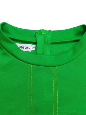 Fashion Midi Zipper Stand Collar 3/4 Sleeve Colourblock Dress - Image 24