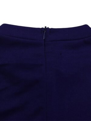 Fashion Midi Zipper Stand Collar 3/4 Sleeve Colourblock Dress - Image 7