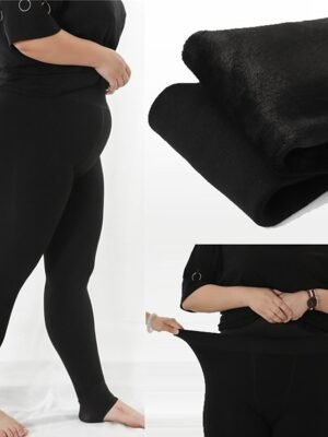 Fashion Plus Size Plain High Waist Full Length Leggings - Image 2