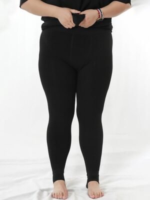 Fashion Plus Size Plain High Waist Full Length Leggings - Image 3