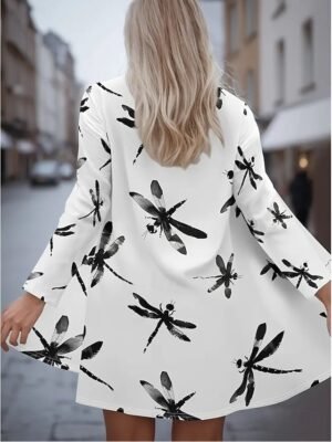 Fashion Regular Butterfly Collarless Long Sleeve Coat - Image 4