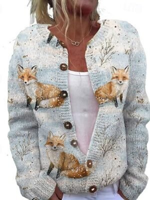 Fashion Regular Fit Animal Butterfly Open Front Long Sleeve Long Cardigan - Image 2